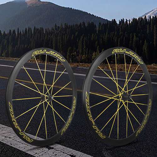 700C120响RUJIXU公路自行车铝合金轮组V/C 圈刹碟刹直拉破风扁条