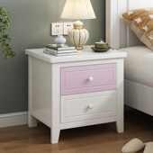 美式 北欧 烤漆床头柜现代简约实木迷你收纳柜轻奢卧室储物小柜整装