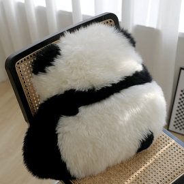 装典美家zoodii真羊毛皮毛一体手工，制作黑白熊猫客厅，靠垫靠包抱枕(包抱枕)