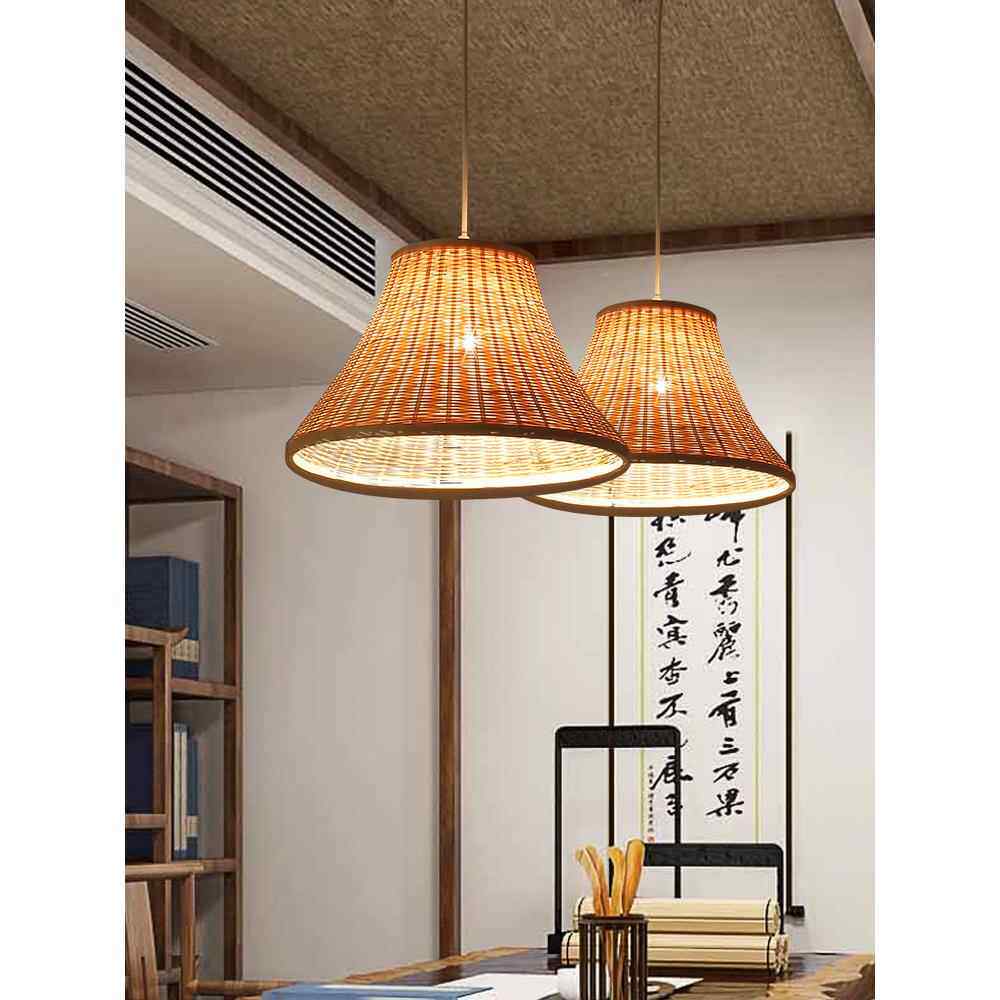 艺术灯餐厅竹编吊灯民宿酒店饭店客厅吧台餐桌田园风日式竹艺灯具
