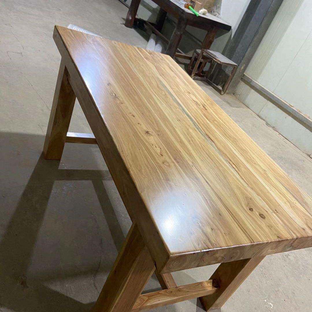 老榆木家用餐桌实木吧台茶桌椅家具复古风化料新中式餐桌茶桌茶台