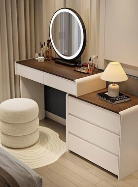 高档卧室实木梳妆台带斗胡柜一体现代简约化台踢脚妆线桃色655化