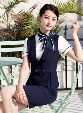 空姐上班服女美容院乘务员制服职业套装客服接待工作服夏装夏季