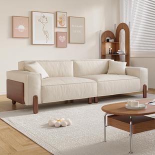 政府补贴2025新款 奶油风麻布高脚沙发客厅小户型公寓云朵沙发 法式