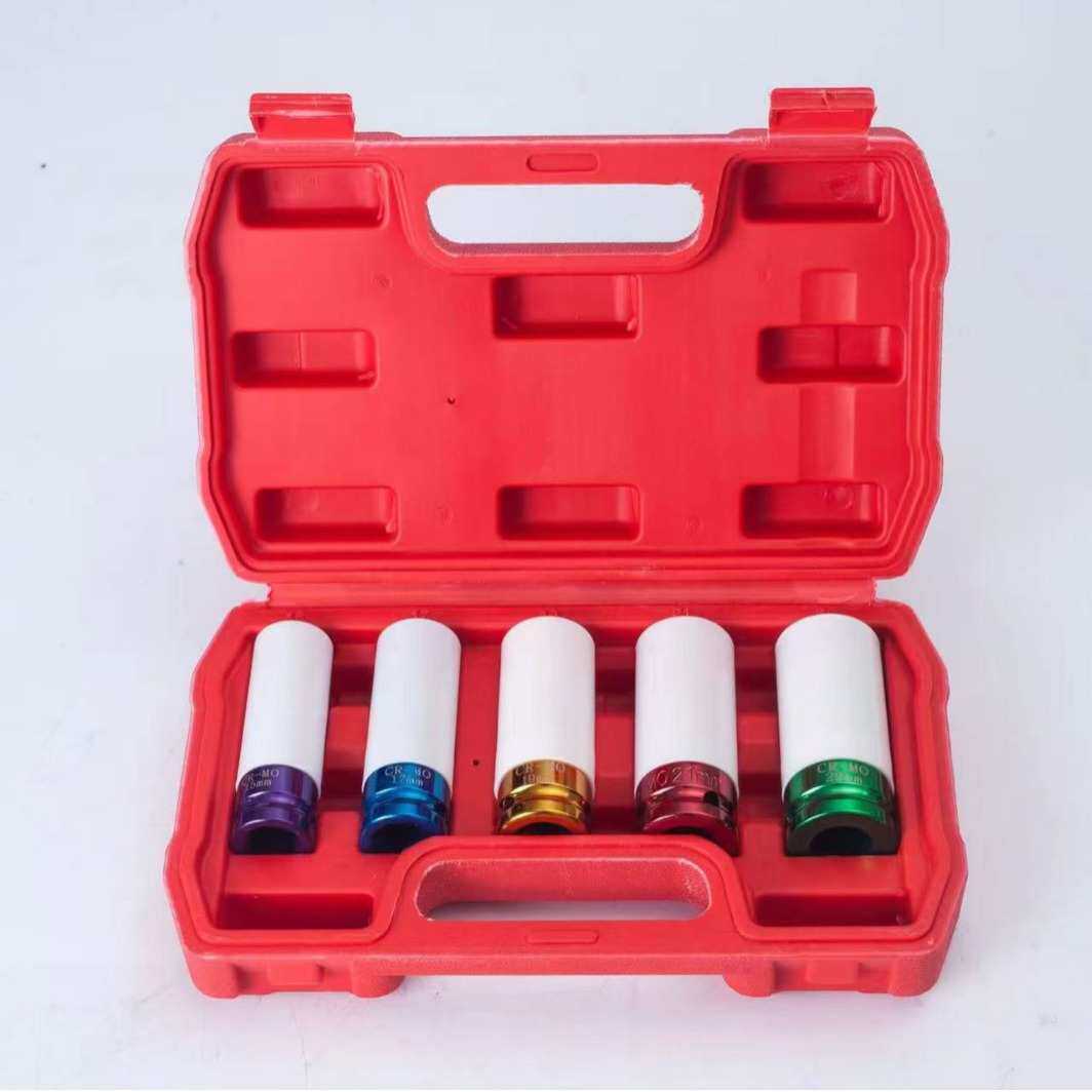 1/2套筒工具套装气动轮胎保护套筒汽修工具组套彩色大五件套