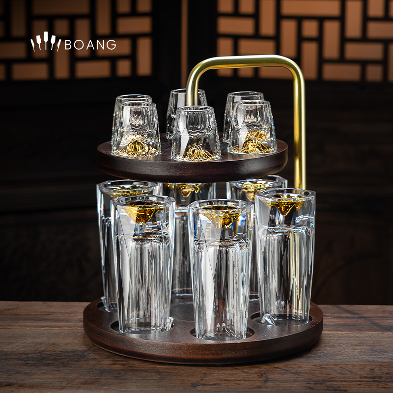 水晶白酒杯分酒器套装家用精致皮箱礼盒高级感酒盅酒具小一口杯子