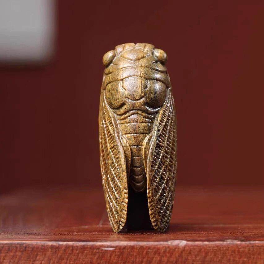 天然阿根廷绿檀木雕刻文玩手把件一鸣惊人摆件实木工艺礼品摆饰小