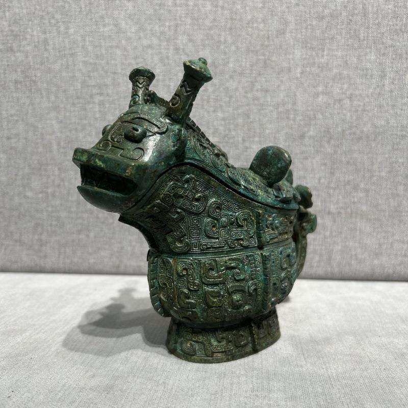 兽面纹觥仿古青铜器工艺品办公室博古架桌面摆件厂家直销制作