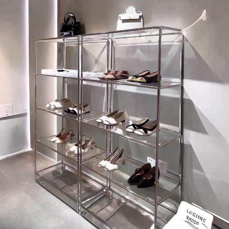 不锈钢服装店鞋货架包包鞋子展示架饰品摆放玻璃展示柜产品陈列柜,商业/办公家具,鞋货架,淘宝优惠券,粉丝福利购,淘宝优惠卷