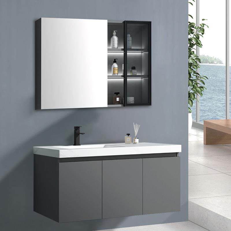 陶瓷一体岩板可丽耐盆智能浴室柜化妆镜柜卫生间洗漱台实木组合柜