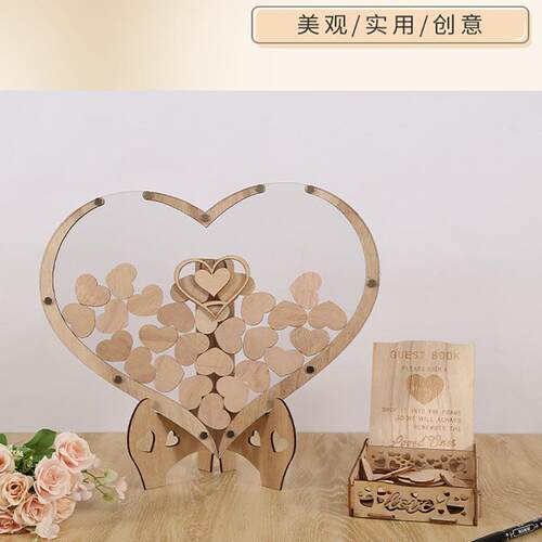 Guest Drop Box 木质心形婚礼宾客留言投递箱 纪念日结婚礼物摆台