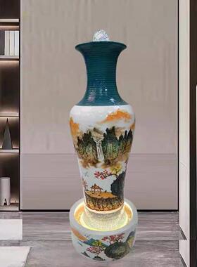 陶瓷流水喷泉循环水水景鱼缸装饰简约现代办公室客厅招财风水摆饰