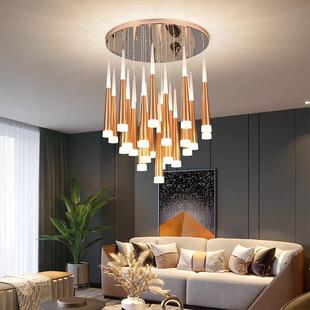 奢锤旋转楼梯间复式子楼挑高吊客厅灯558轻别墅中空流星雨楼梯吊