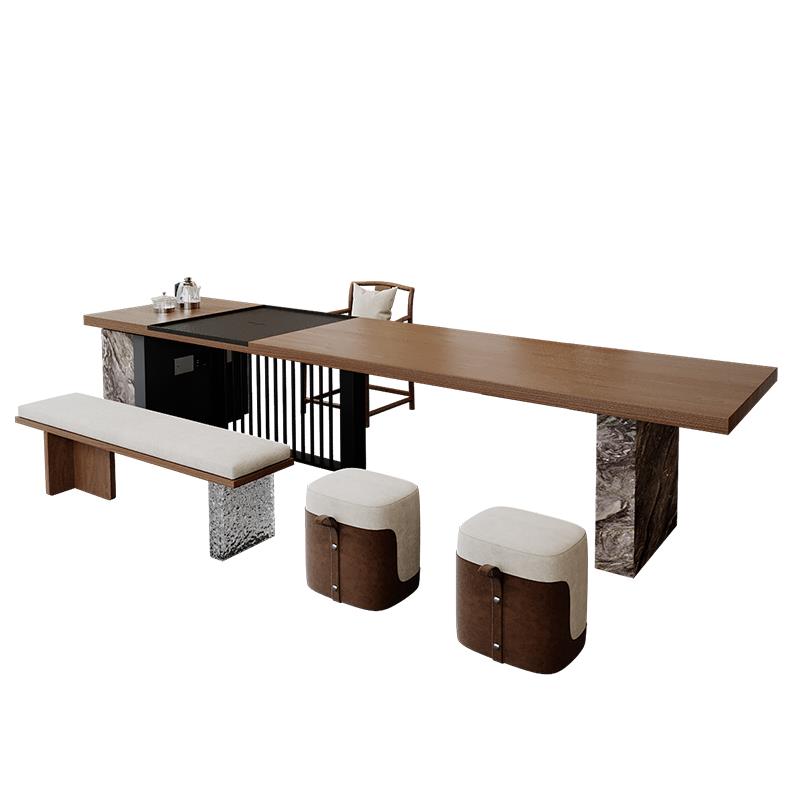 正品现代简约实木茶几灰木大桌公新型中式茶几办室接子待茶椅几子