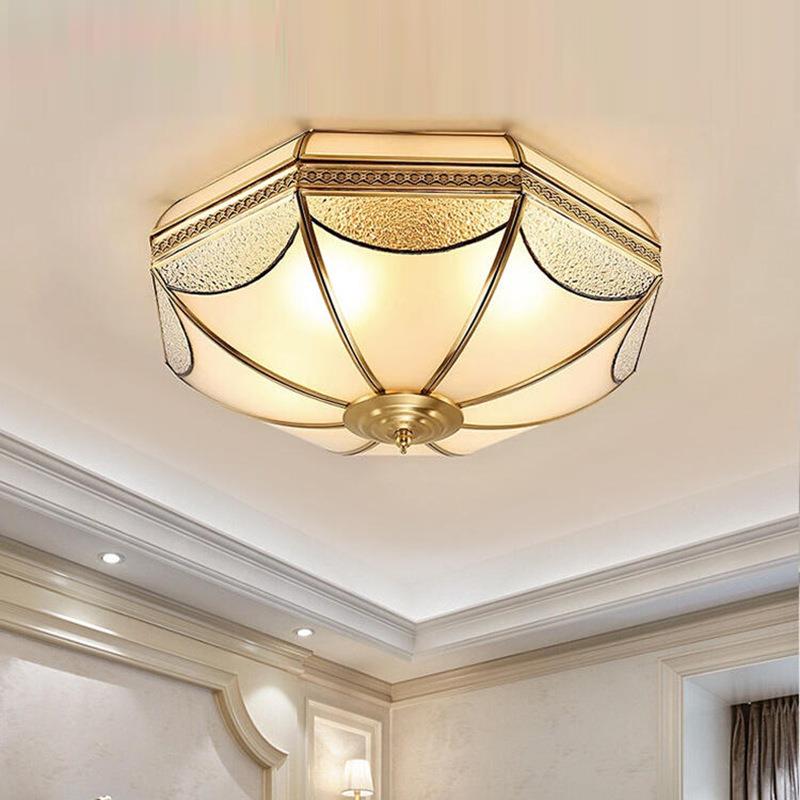 美式全铜吸顶灯简约卧室灯欧式书房复古玄关过道走廊阳台现代灯具