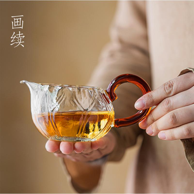 画续玻璃琉韵公道杯耐高温茶水分茶器茶海高档功夫茶具茶道带把