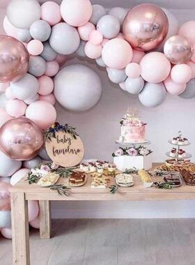 跨境马卡龙色气球链套餐 粉色灰色汽球生日派对婚庆装饰气球