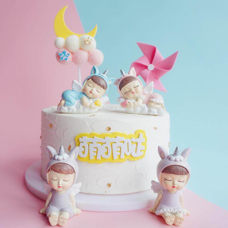 生日蛋糕装饰儿童蛋糕树脂摆件独角兽天使女孩孩蛋糕车载摆件