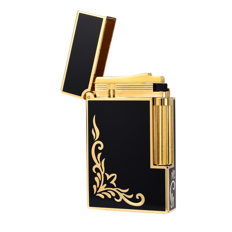 高档法气国都梵朗声充打火机音铜侧滑轮高档品牌可刻钢字黄定制送