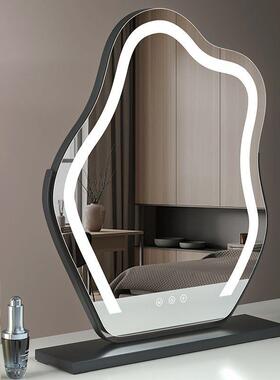 云化妆镜l朵d灯台充式桌面405补光灯小户型梳妆台镜子带灯电可e旋