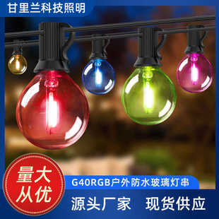 跨境G40LED直插灯串E12花园户外防水圣诞装 饰彩灯玻璃泡氛围串灯