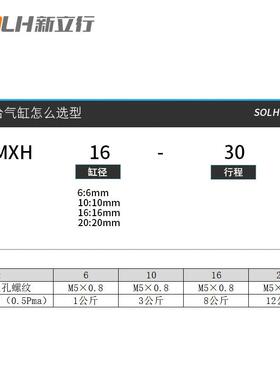 MXH滑台气缸小型精密带导轨MXH6/10/16/20-10X15X20ZX25X30X40X50