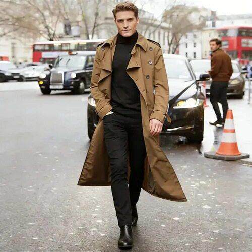 D 86252 Slim Fit Long Belt Trench Coat Elegant优雅风衣