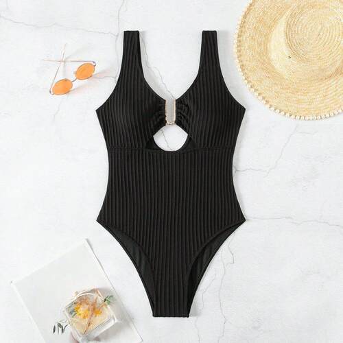 Concealed and conservative one-piece swimsuit for women,