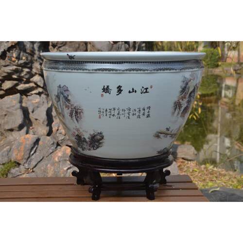 新款鱼缸水鱼族箱德镇正宗陶瓷缸乌龟缸意生景态金鱼缸花盆创包邮