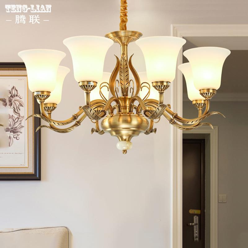 美式大气客厅全铜吊灯欧式大厅卧室餐厅房间吊灯别墅楼梯书房灯具