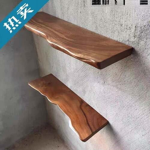 墙上置物架墙壁书架挂墙隔板墙面壁挂式展示架一字板上墙层板实木