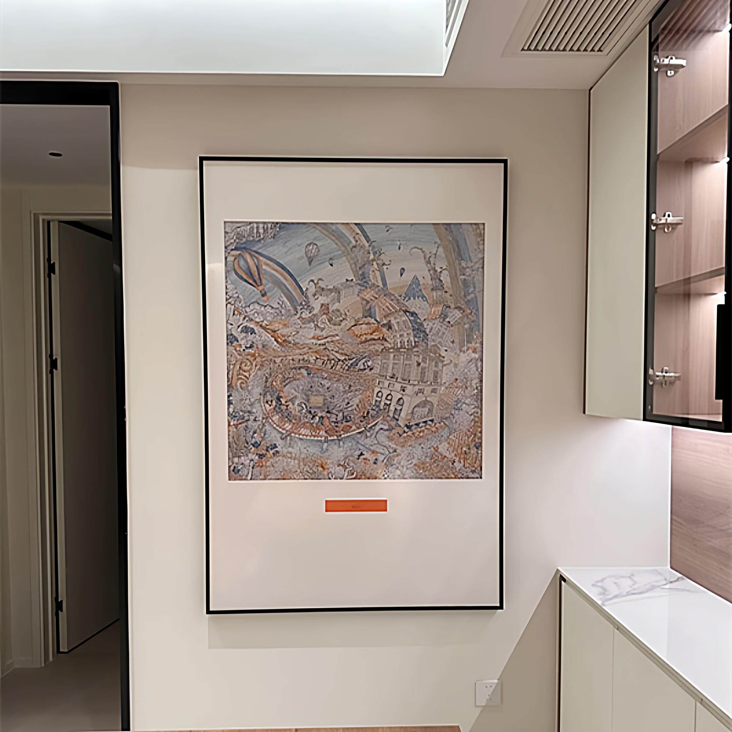 无损DIY丝巾裱画框轻奢方巾加高90X90实木香槟色画框 简约现代丝