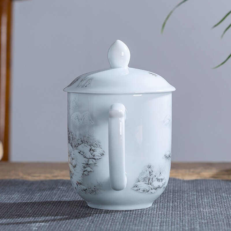 九楼阁景德镇青花陶瓷釉中彩办公茶杯粉彩陶瓷水杯高白会议杯,餐饮具,茶杯,淘宝优惠券,粉丝福利购,淘宝优惠卷