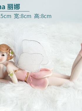 高档色式羽毛天使创意装饰品美女汽装饰家居车摆件蛋糕欧娃娃粉送