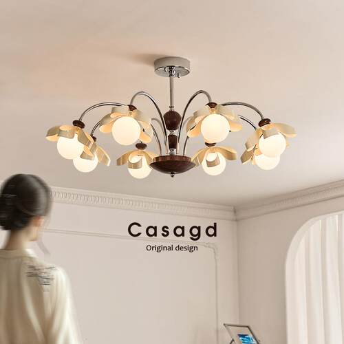 中古风奶油客厅吊灯美式复古2026新款卧室花瓣餐厅书房灯casagd