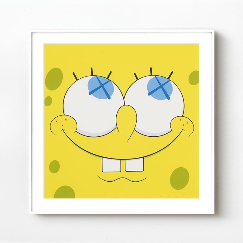 KAWS海绵宝宝潮牌画波普风客厅沙发背景画玄关动漫卧室床头装饰画