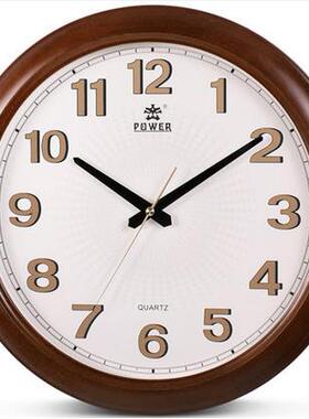 霸王实木钟表14 15 17英寸实木挂表欧式客厅时钟静音木挂钟PW1893