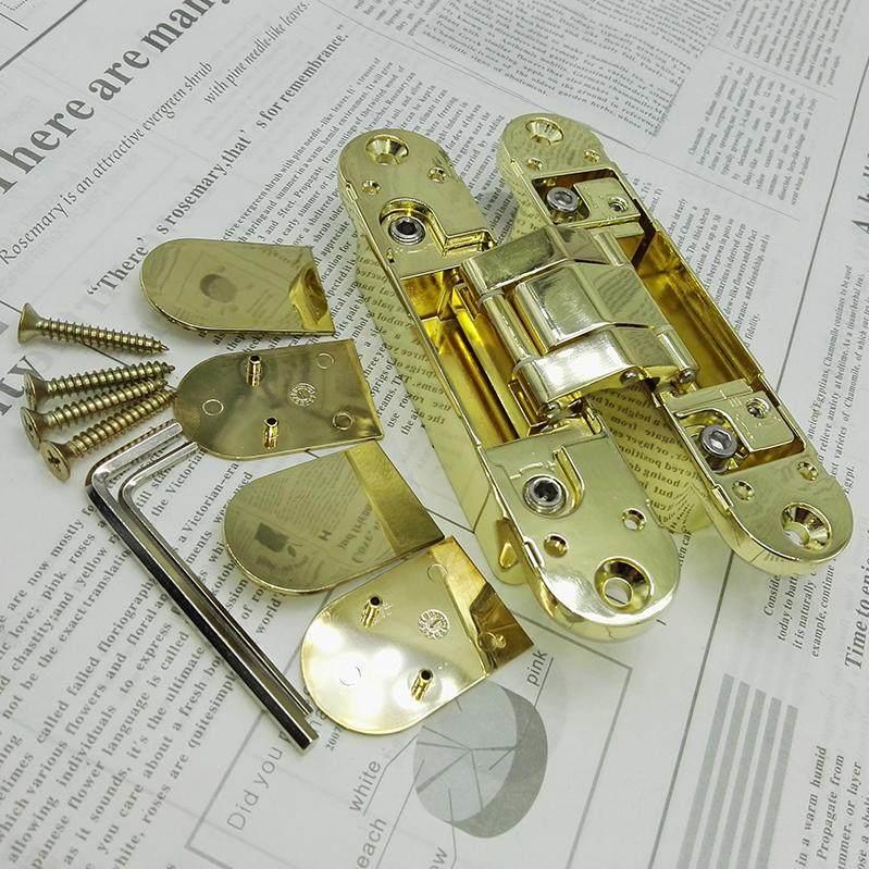 金色PVD亮金三维可调隐藏式合页十字暗门铰链木门暗藏门铰隐形门