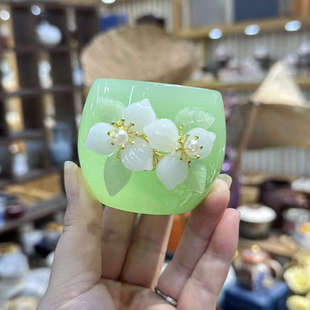 琉璃品茗杯个人专用高档女士茶杯功夫小主人杯茶具碗百花高端单杯