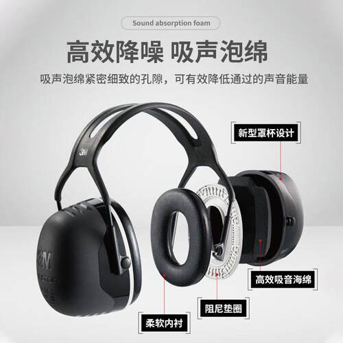 3M X5A 降噪耳罩37db呼噜睡眠静音防噪音耳罩头戴式隔音耳罩