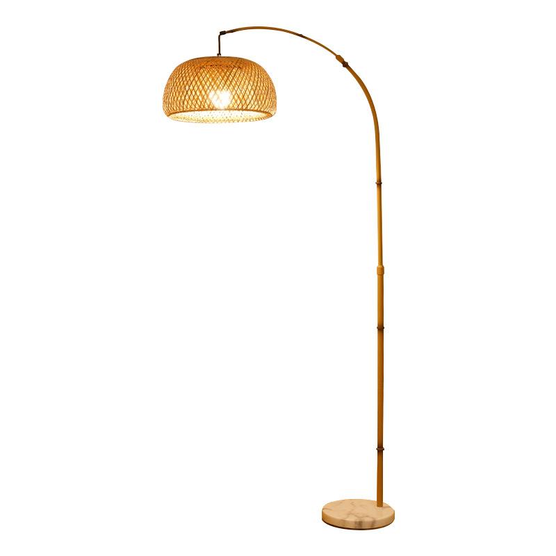 中古钓鱼灯落地灯卧室客厅侘寂风新中式禅意灯具竹编复古立式台灯