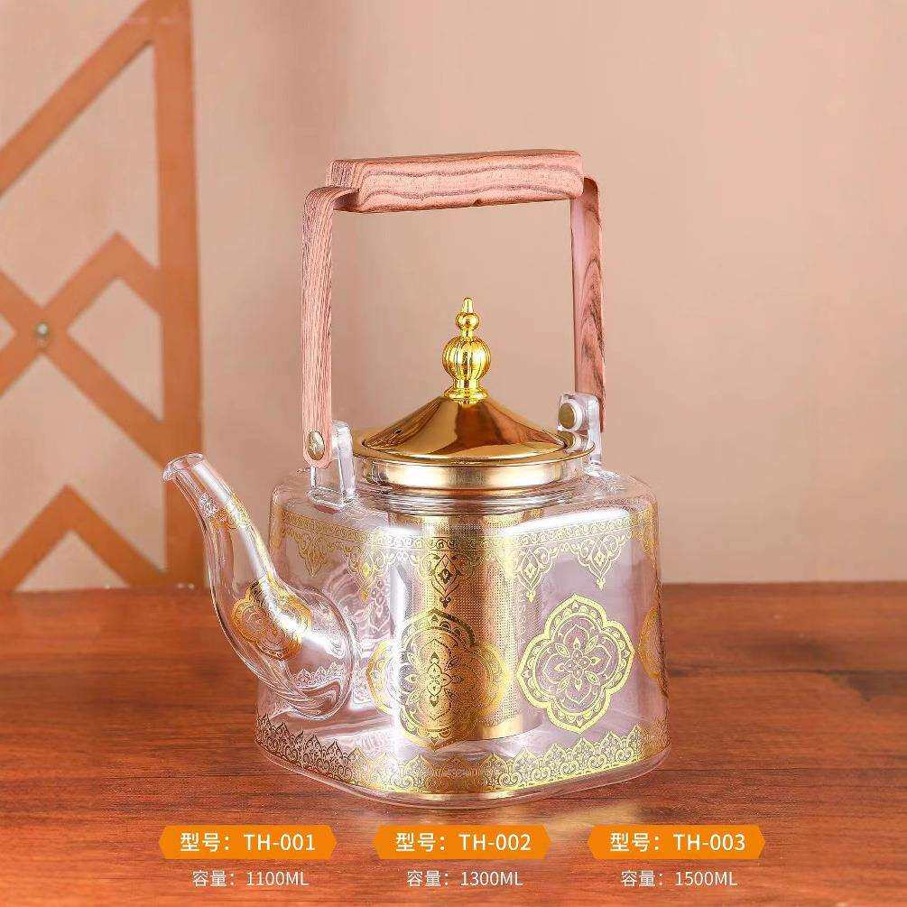 高硼硅提梁壶茶壶加厚玻璃蒸煮两用烧茶壶家用中式煮茶器透明茶壶