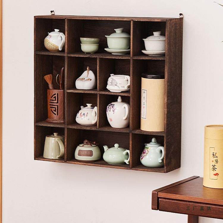 实茶具架中式格无品牌/多挂壁式收纳博古木架现宝代简约置物架