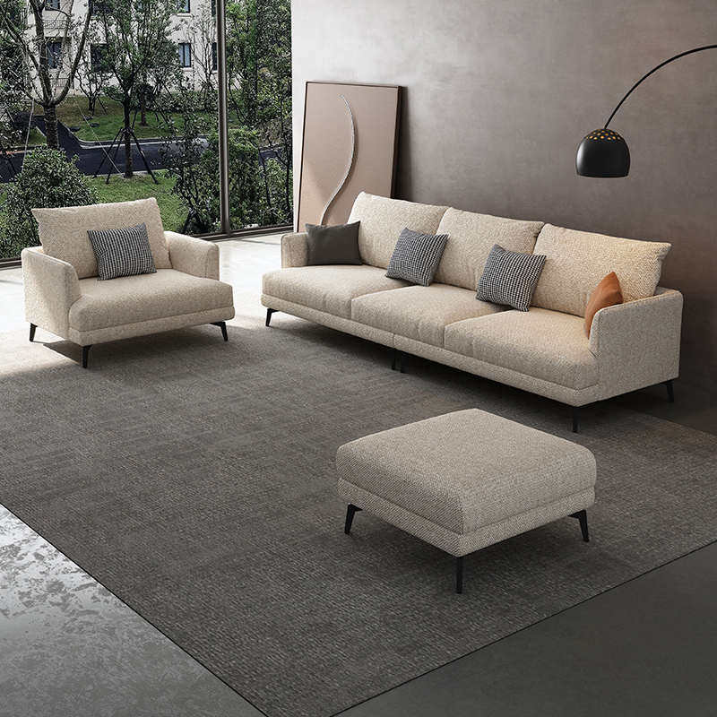 新款棉麻布艺沙发小户型现代简约客厅三人位直排防猫抓可拆洗沙发