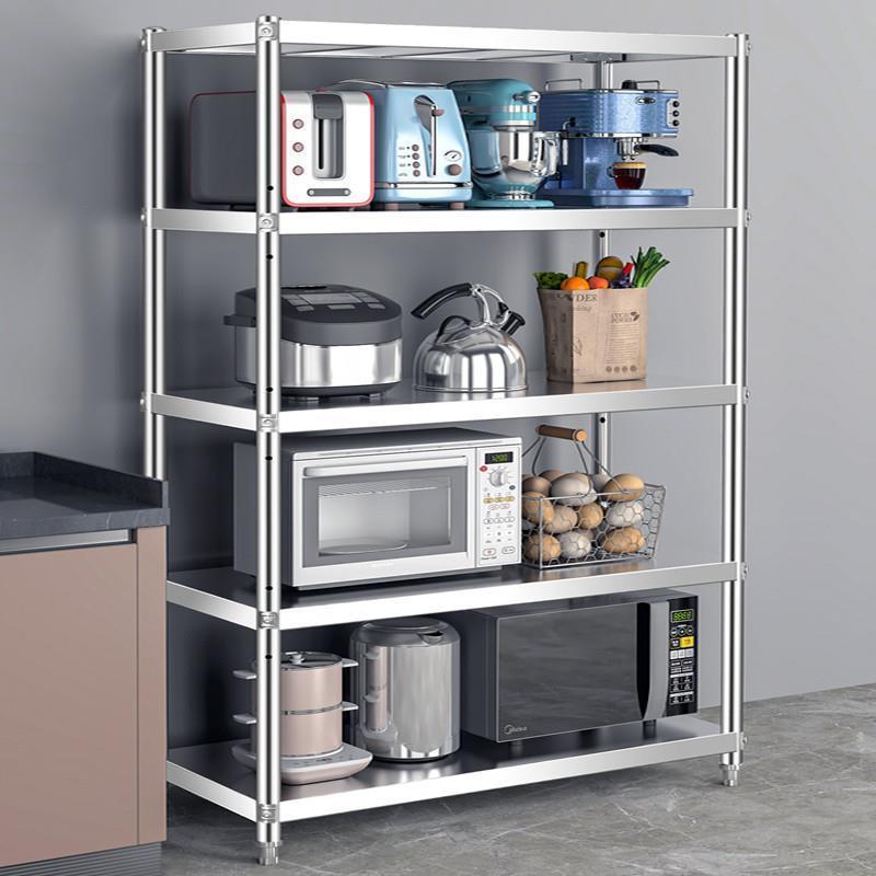 靠墙架不锈钢置多层家用多功能落地厨房货架架收纳物储物柜加厚子