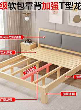 床实木现家代简约双人床.15床用米1.UPC2米经济型出租房用单人床