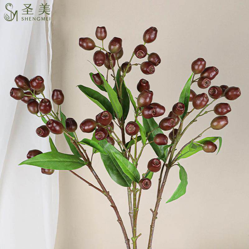 仿真木犀橄田园家居装饰僵尸果 软装摆件 橄榄果 无花果 仿真植物