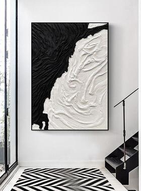 沧海代极简抽象装饰画黑白灰现肌理感QX202203壁简大约画客厅玄关