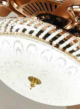 欧式轻奢电风扇餐厅客厅吊顶风28一灯体式LED风扇扇灯叶风铁扇灯
