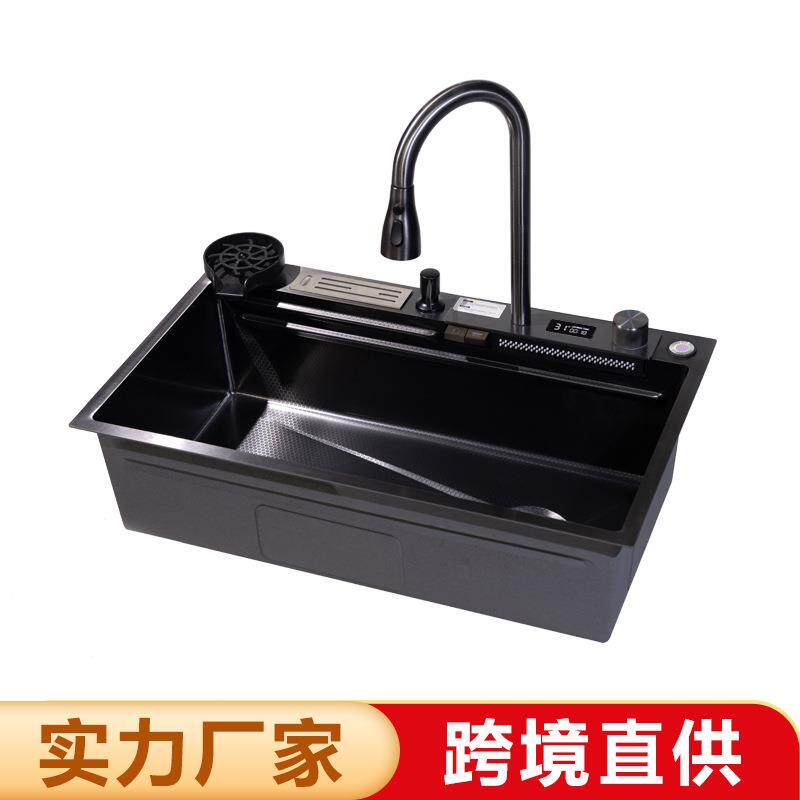 外贸直供不锈钢鲨鱼水槽套装大单槽蜂窝压纹多功能厨房洗菜洗碗盆